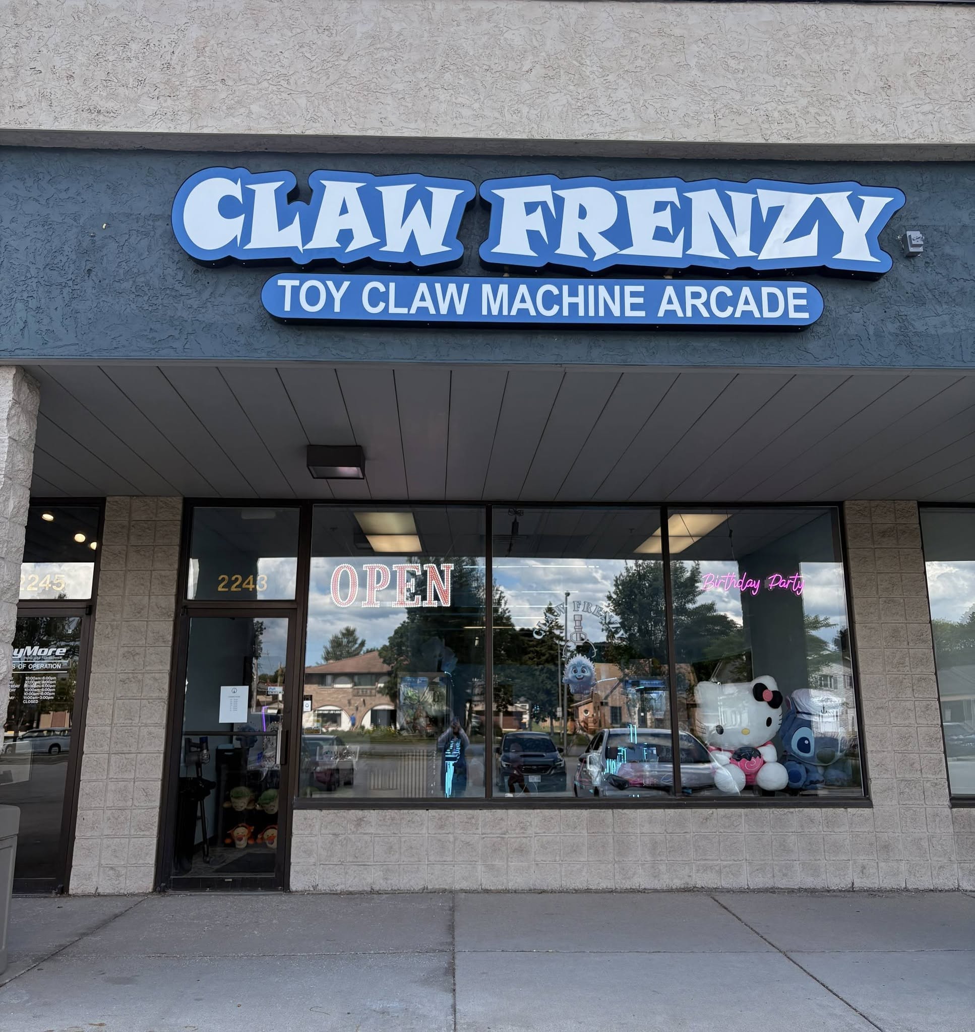 Claw Frenzy Toy Claw Machine Arcade storefront at 2243 S. 108th Street in West Allis
